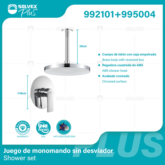 992101+995004 (Caja master 6+6)(MOQ 1 pz/ caja+1 juego/ caja=1 juego) Juego de monomando sin desviador Shower set