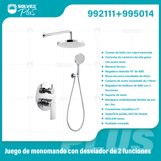 992111+995014-(Caja master 1 CTN=6 SKU)-(MOQ 1 SKU)-Juego de monomando con desviador de 2 funciones
Cuerpo de latón con caja empotrada