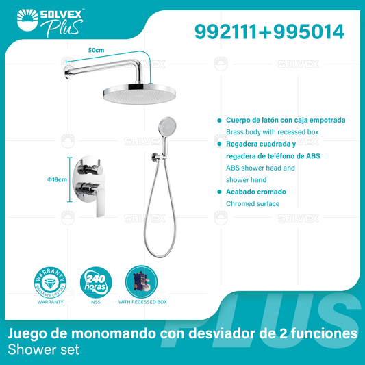 992111+995014 (Caja master 6+6)(MOQ 1 pz/ caja+1 juego/ caja=1 juego) Juego de monomando con desviador de 2 funciones Shower set