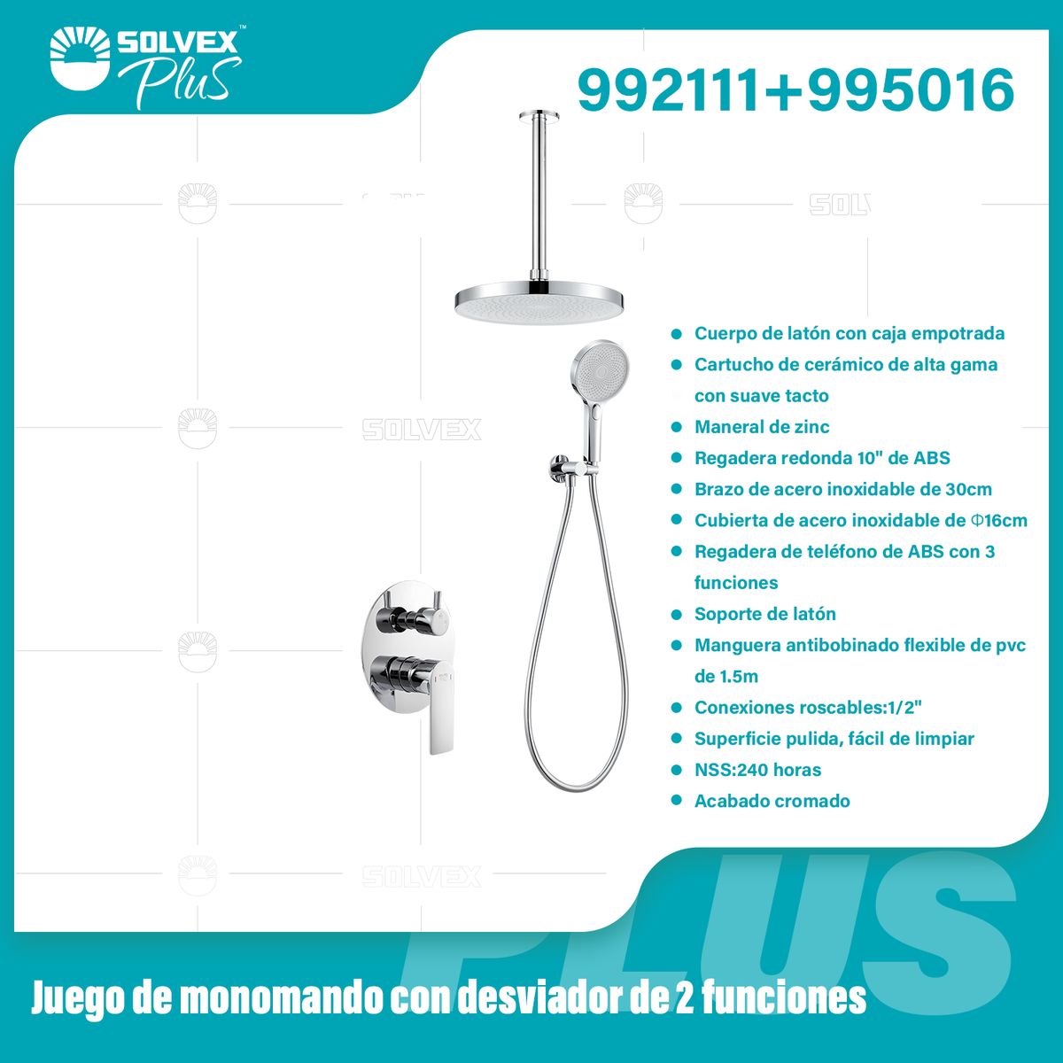 992111+995016-(Caja master 1 CTN=6 SKU)-(MOQ 1 SKU)-Juego de monomando con desviador de 2 funciones
Cuerpo de latón con caja empotrada