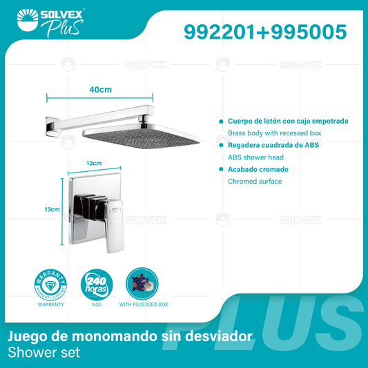 992201+995005 (Caja master 6+6)(MOQ 1 pz/ caja+1 juego/ caja=1 juego) Juego de monomando sin desviador Shower set