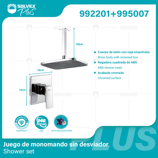 992201+995007 (Caja master 6+6)(MOQ 1 pz/ caja+1 juego/ caja=1 juego) Juego de monomando sin desviador Shower set
