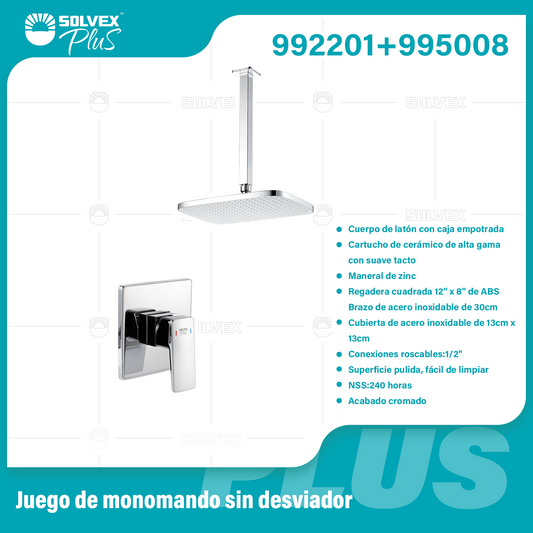 992201+995008-(Caja master 1 CTN=6 SKU)-(MOQ 1 SKU)-Juego de monomando sin desviador
Cuerpo de latón con caja empotrada