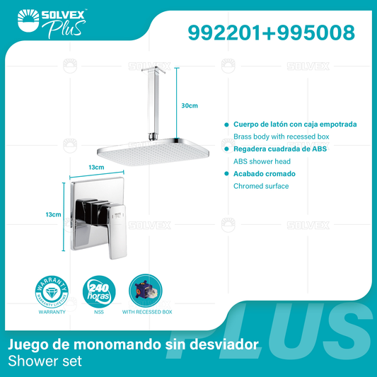 992201+995008 (Caja master 6+6)(MOQ 1 pz/ caja+1 juego/ caja=1 juego) Juego de monomando sin desviador Shower set