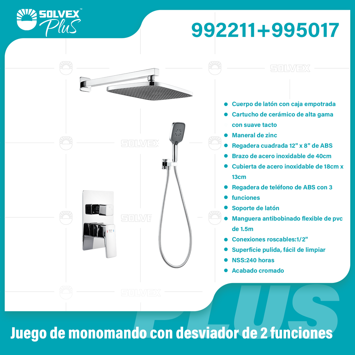992211+995017-(Caja master 1 CTN=6 SKU)-(MOQ 1 SKU)-Juego de monomando con desviador de 2 funciones
Cuerpo de latón con caja empotrada