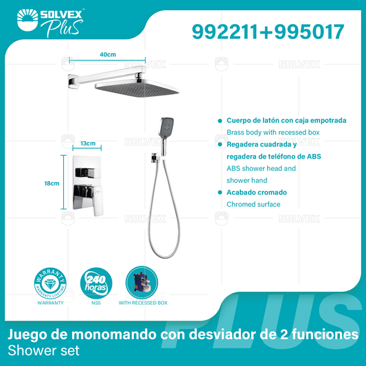 992211+995017 (Caja master 6+6)(MOQ 1 pz/ caja+1 juego/ caja=1 juego)Juego de monomando con desviador de 2 funciones Shower set