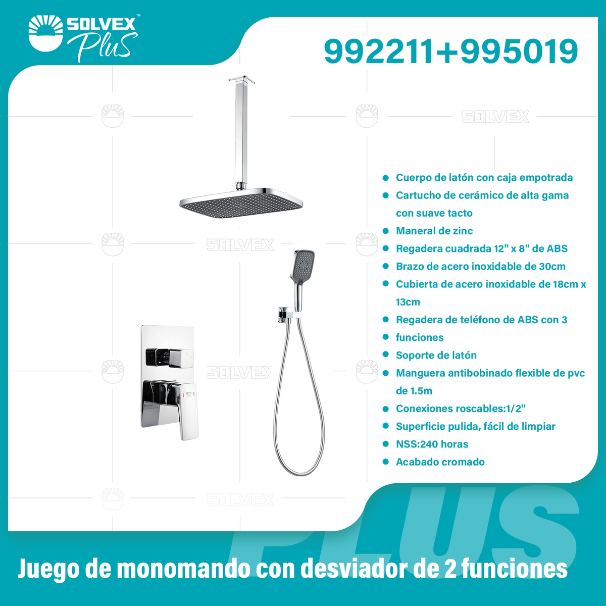 992211+995019-(Caja master 1 CTN=6 SKU)-(MOQ 1 SKU)-Juego de monomando con desviador de 2 funciones
Cuerpo de latón con caja empotrada