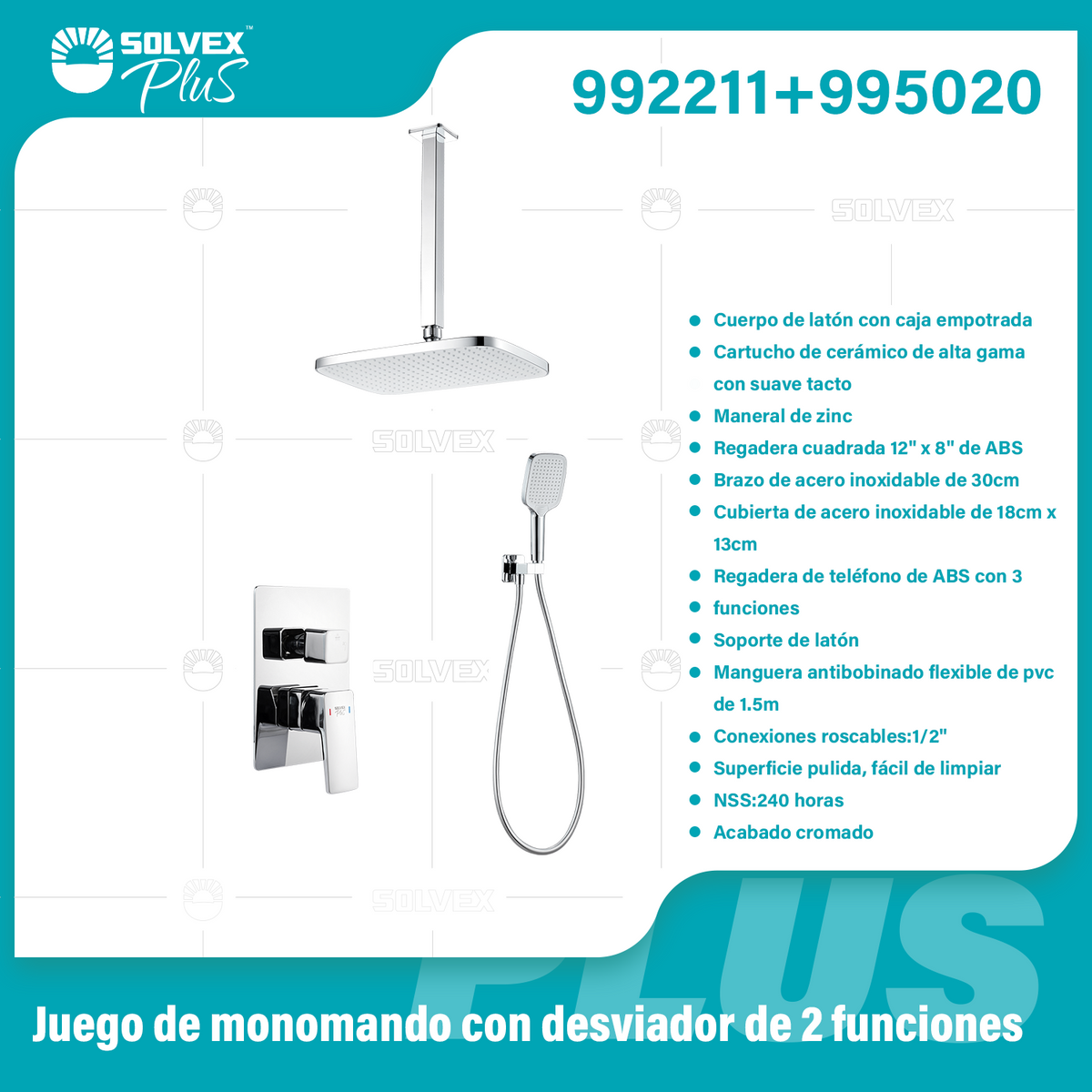 992211+995020-(Caja master 1 CTN=6 SKU)-(MOQ 1 SKU)-Juego de monomando con desviador de 2 funciones
Cuerpo de latón con caja empotrada