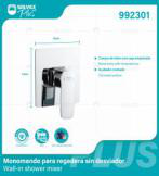 992301 (Caja master 6)(MOQ 1 pz=1 caja) Monomando para regadera sin desviador Wall-in shower mixer