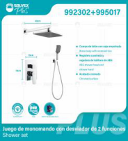 992302+995017 (Caja master 6+6)(MOQ 1 pz/ caja+1 juego/ caja=1 juego) Juego de monomando con desviador de 2 funciones Shower set