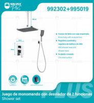 992302+995019 (Caja master 6+6)(MOQ 1 pz/ caja+1 juego/ caja=1 juego) Juego de monomando con desviador de 2 funciones Shower set