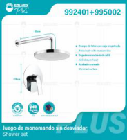992401+995002 (Caja master 6+6)(MOQ 1 pz/ caja+1 juego/ caja=1 juego) Juego de monomando sin desviador Shower set