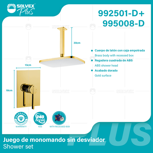 992501-D+995008-D (Caja master 6+6)(MOQ 1 pz/ caja+1 juego/ caja=1 juego) Juego de monomando sin desviador Shower set