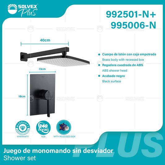 992501-N+995006-N (Caja master 6+6)(MOQ 1 pz/ caja+1 juego/ caja=1 juego) Juego de monomando sin desviador Shower set