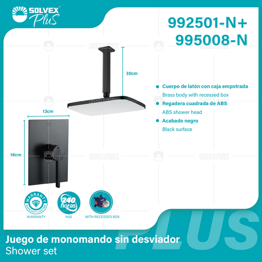 992501-N+995008-N (Caja master 6+6)(MOQ 1 pz/ caja+1 juego/ caja=1 juego) Juego de monomando sin desviador Shower set