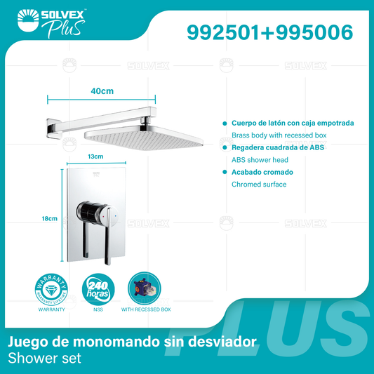 992501+995006 (Caja master 6+6)(MOQ 1 pz/ caja+1 juego/ caja=1 juego) Juego de monomando sin desviador Shower set