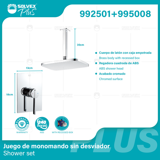 992501+995008 (Caja master 6+6)(MOQ 1 pz/ caja+1 juego/ caja=1 juego) Juego de monomando sin desviador Shower set