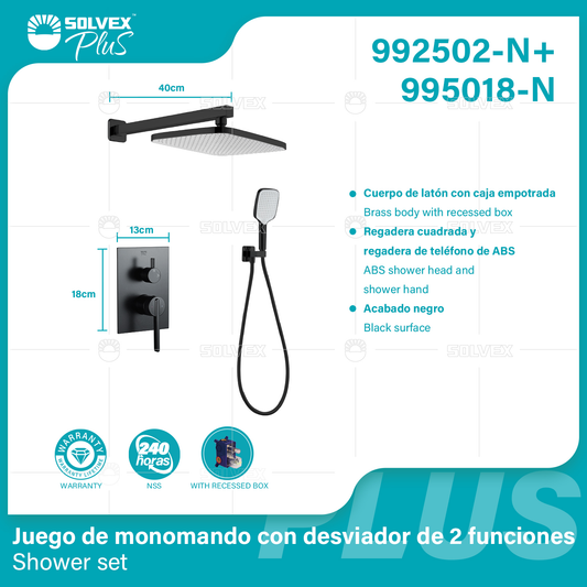 992502-N+995018-N (Caja master 6+6)(MOQ 1 pz/ caja+1 juego/ caja=1 juego) Juego de monomando con desviador de 2 funciones Shower set