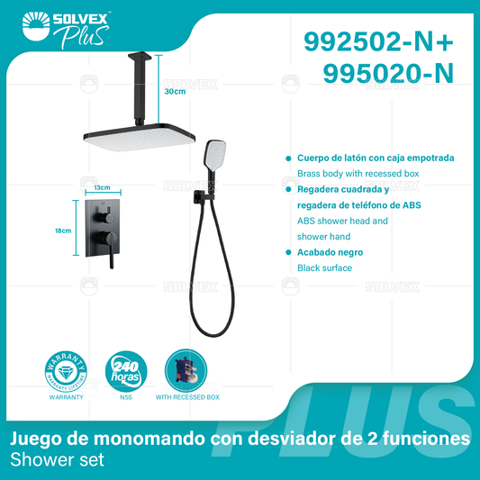 992502-N+995020-N (Caja master 6+6)(MOQ 1 pz/ caja+1 juego/ caja=1 juego) Juego de monomando con desviador de 2 funciones Shower set