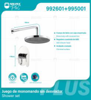 992601+995001 (Caja master 6+6)(MOQ 1 pz/ caja+1 juego/ caja=1 juego) Juego de monomando sin desviador Shower set