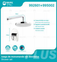 992601+995002 (Caja master 6+6)(MOQ 1 pz/ caja+1 juego/ caja=1 juego) Juego de monomando sin desviador Shower set
