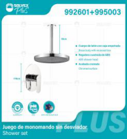 992601+995003 (Caja master 6+6)(MOQ 1 pz/ caja+1 juego/ caja=1 juego) Juego de monomando sin desviador Shower set