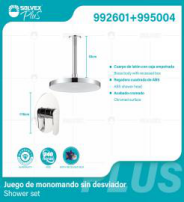 992601+995004 (Caja master 6+6)(MOQ 1 pz/ caja+1 juego/ caja=1 juego) Juego de monomando sin desviador Shower set
