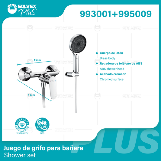 993001+995009 (Caja master 6+6)(MOQ 1 pz/ caja+1 juego/ caja=1 juego) Juego de grifo para banera Shower set