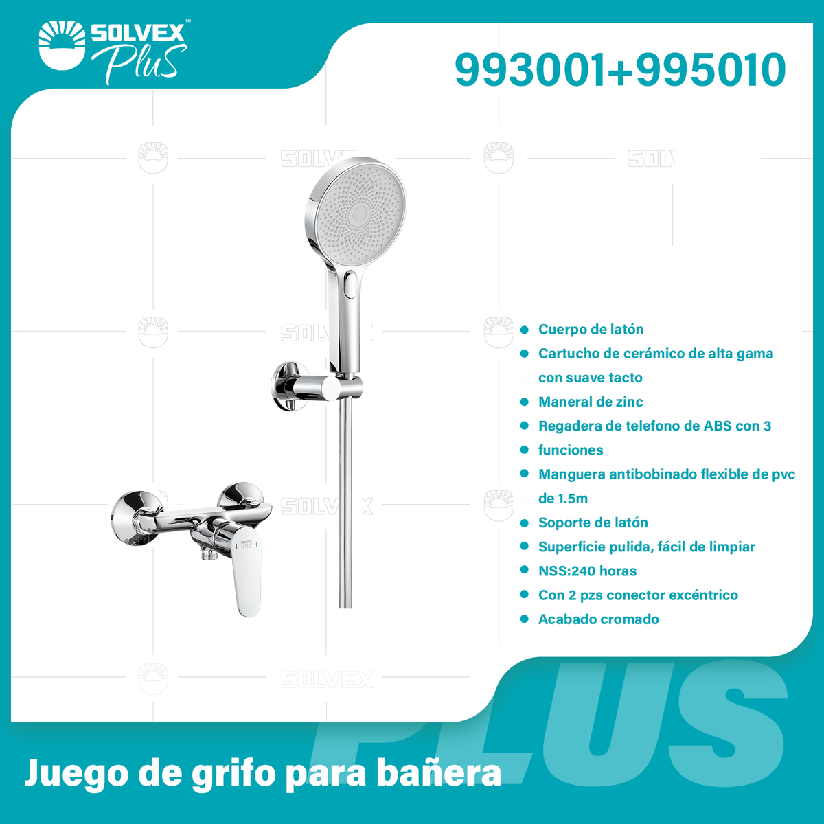 993001+995010-(Caja master 1 CTN=6 SKU)-(MOQ 1 SKU)-Juego de grifo para bañera
Cuerpo de latón
