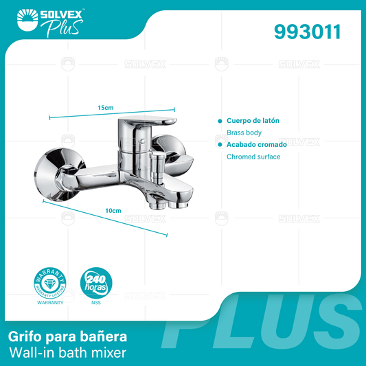 993011 (Caja master 6)(MOQ 1 pz=1 caja) Grifo para banera Wall-in bath mixer