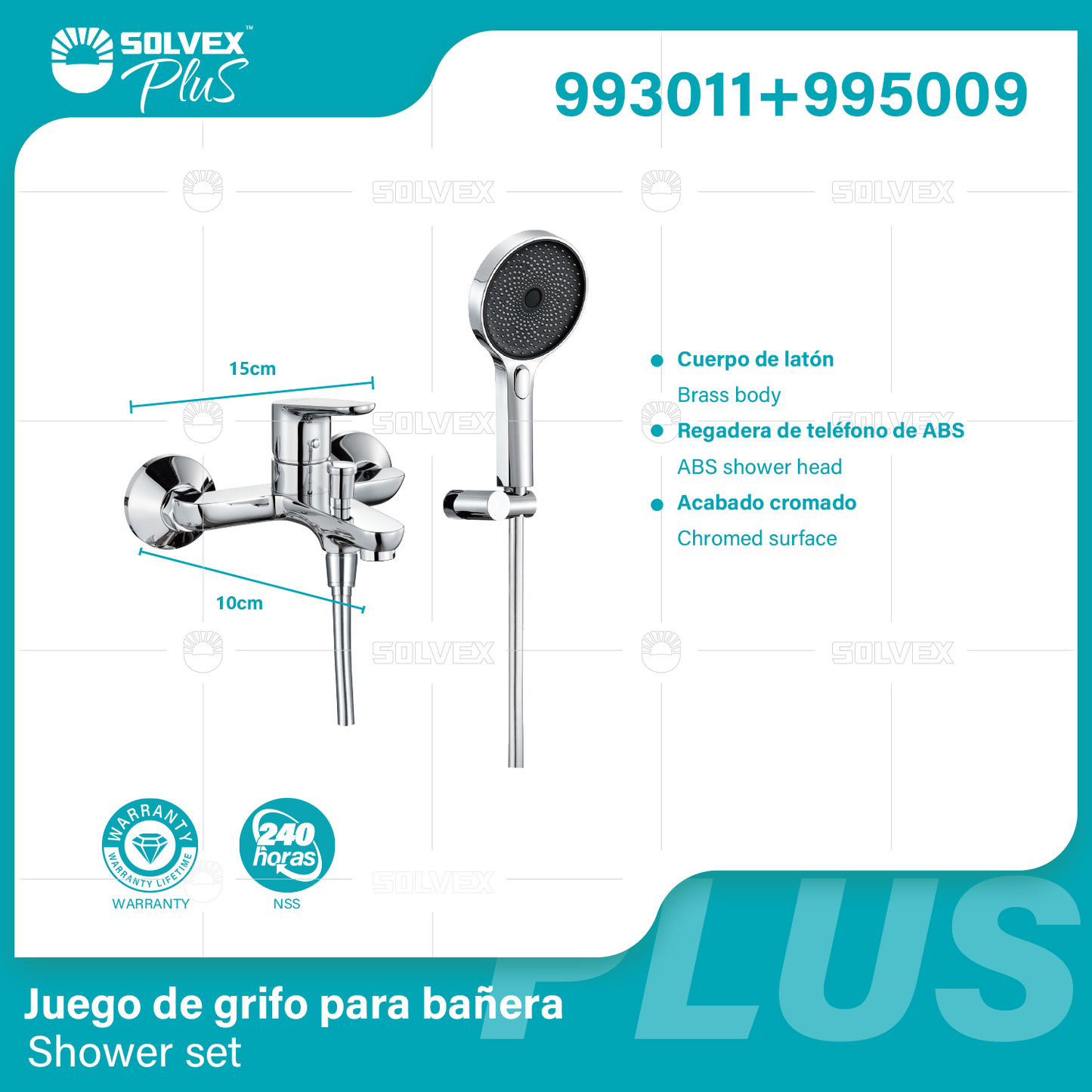 993011+995009 (Caja master 6+6)(MOQ 1 pz/ caja+1 juego/ caja=1 juego) Juego de grifo para banera Shower set