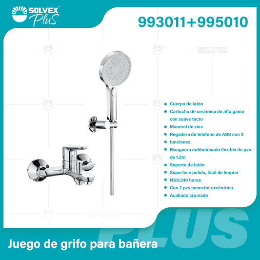 993011+995010-(Caja master 1 CTN=6 SKU)-(MOQ 1 SKU)-Juego de grifo para bañera
Cuerpo de latón