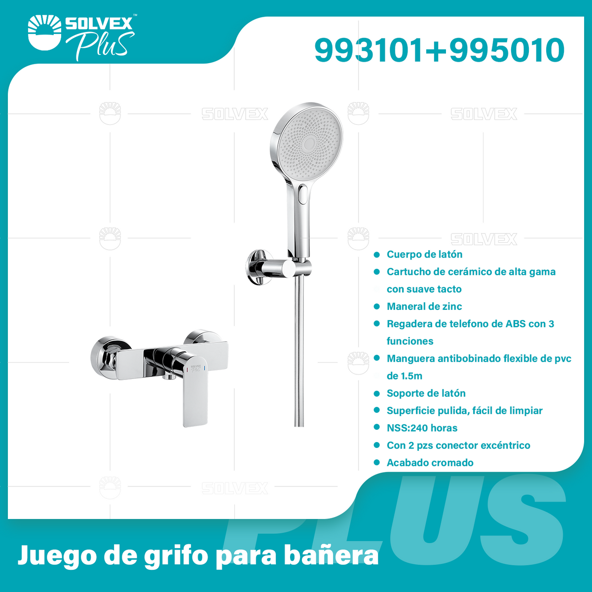 993101+995010-(Caja master 1 CTN=6 SKU)-(MOQ 1 SKU)-Juego de grifo para bañera
Cuerpo de latón