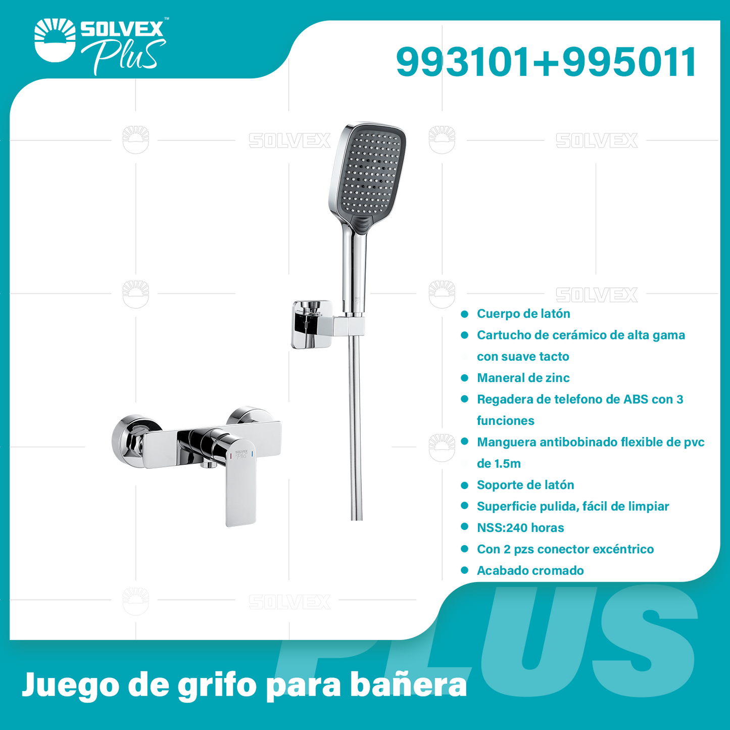 993101+995011-(Caja master 1 CTN=6 SKU)-(MOQ 1 SKU)-Juego de grifo para bañera
Cuerpo de latón