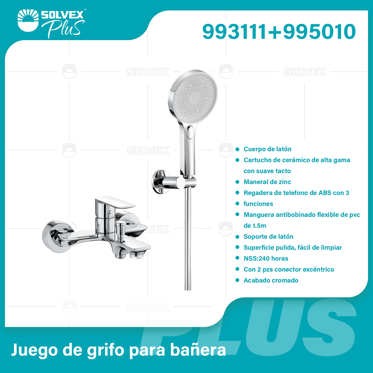993111+995010-(Caja master 1 CTN=6 SKU)-(MOQ 1 SKU)-Juego de grifo para bañera
Cuerpo de latón