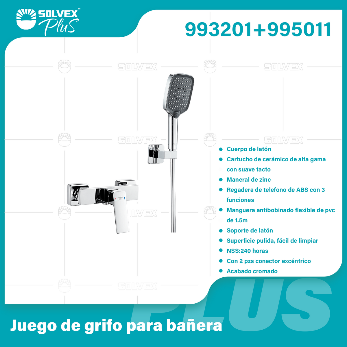 993201+995011-(Caja master 1 CTN=6 SKU)-(MOQ 1 SKU)-Juego de grifo para bañera
Cuerpo de latón