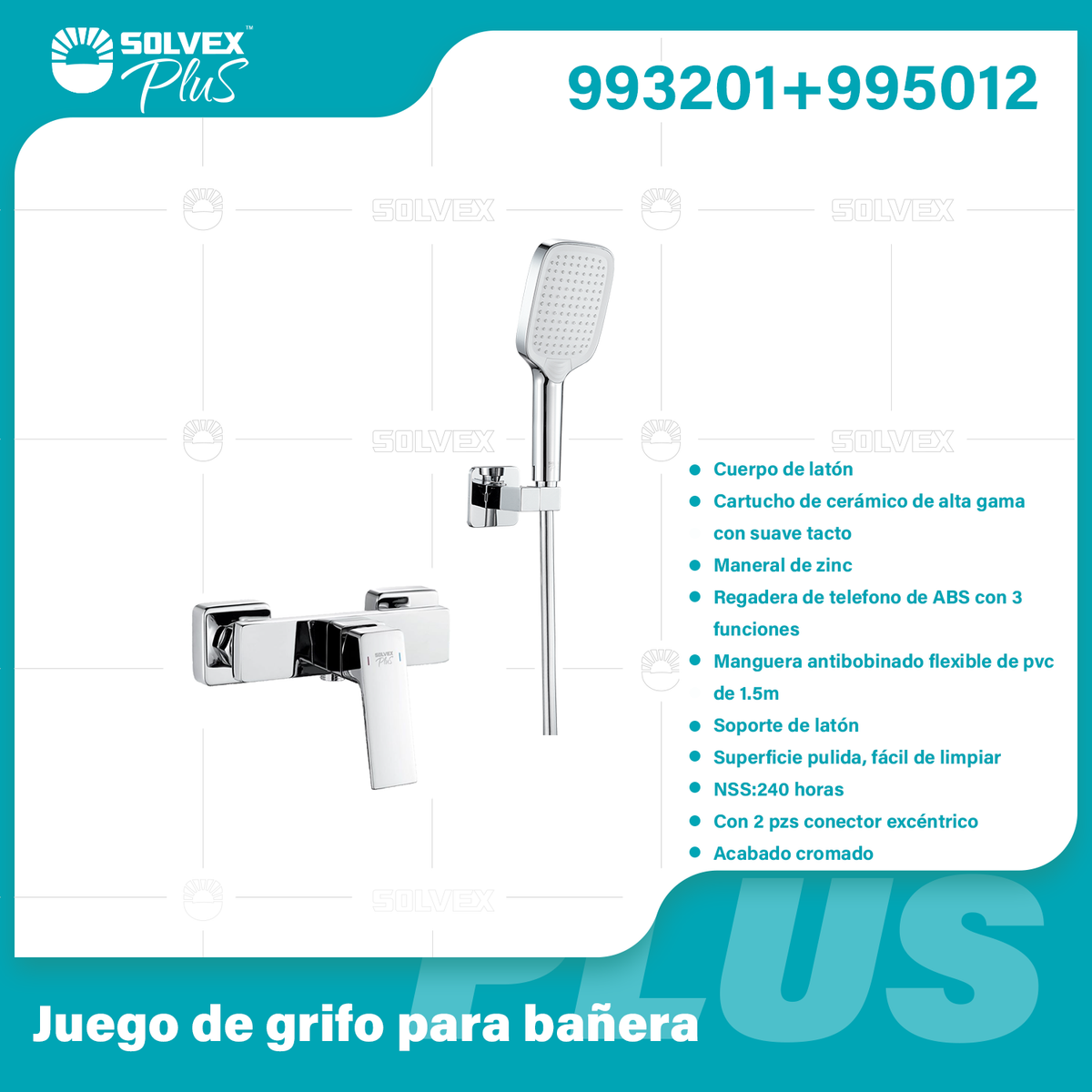 993201+995012-(Caja master 1 CTN=6 SKU)-(MOQ 1 SKU)-Juego de grifo para bañera
Cuerpo de latón