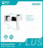 993201 (Caja master 6)(MOQ 1 pz=1 caja) Grifo para baneraWall-in bath mixer