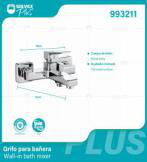 993211 (Caja master 6)(MOQ 1 pz=1 caja) Grifo para banera Wall-in bath mixer