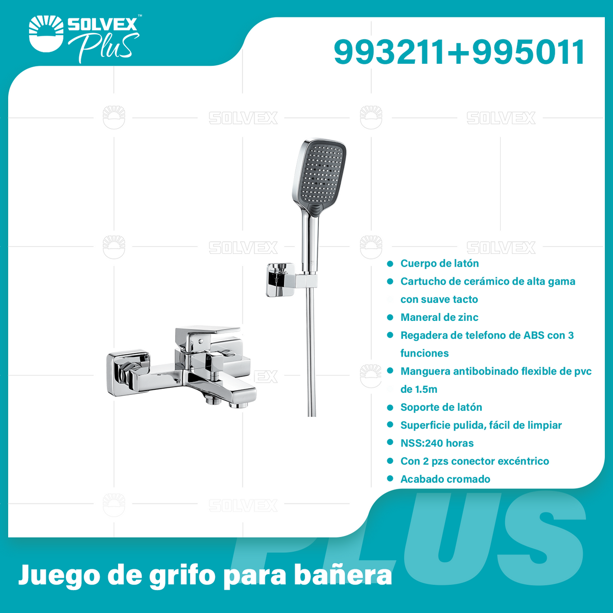 993211+995011-(Caja master 1 CTN=6 SKU)-(MOQ 1 SKU)-Juego de grifo para bañera
Cuerpo de latón