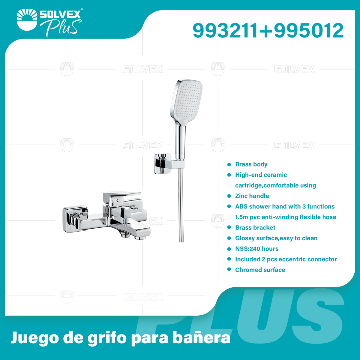 993211+995012-(Caja master 1 CTN=6 SKU)-(MOQ 1 SKU)-Juego de grifo para bañera
Cuerpo de latón