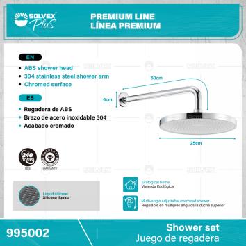 995002-(Caja master 1 CTN=6 SKU)-(MOQ 1 SKU)-Juego de regadera
Regadera redonda 10" de ABS