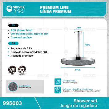 995003-(Caja master 1 CTN=6 SKU)-(MOQ 1 SKU)-Juego de regadera
Regadera redonda 10" de ABS
