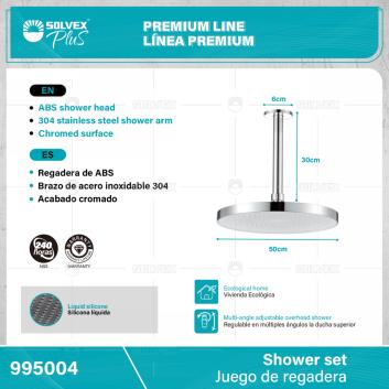 995004-(Caja master 1 CTN=6 SKU)-(MOQ 1 SKU)-Juego de regadera
Regadera redonda 10" de ABS
