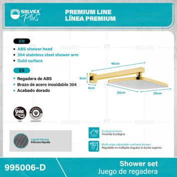 995006-D-(Caja master 1 CTN=6 SKU)-(MOQ 1 SKU)-Juego de regadera
Regadera cuadrada 12" x 8" de ABS