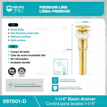 997001-D-(Caja master 1 CTN=50 SKU)-(MOQ 1 SKU)-Contra para lavabo 1-1/4"
Cuerpo de latón