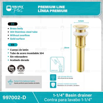 997002-D-(Caja master 1 CTN=50 SKU)-(MOQ 1 SKU)-Contra para lavabo 1-1/4"
Cuerpo de latón