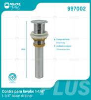 997002 (Caja master 50)(MOQ 1 pz=1 caja) Contra para lavabo 1-1/4'1-1/4" basin drainer
