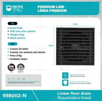 998002-N-(Caja master 1 CTN=30 SKU)-(MOQ 1 SKU)-Resumidero lineal
Cuerpo de latón