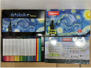 A152-28(Caja-36)COLORES PREMIUM 24+4 PIEZAS 
24 COLORES PASTEL
4 COLORES ACUARELA (GRATIS)